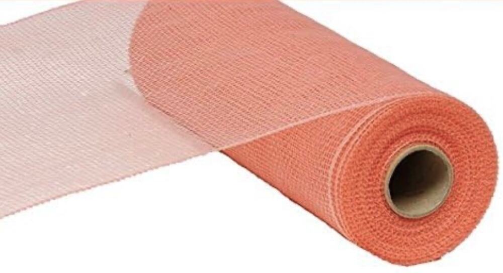 Deco Poly Mesh Ribbon Coral Orange 10inx30ft Non-Metallic Craft Wreath Bow New